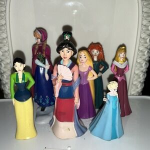 Disney Princess PVC Figures Doll Lot Of 7 Cake Toppers Toys Frozen Elsa Mulan